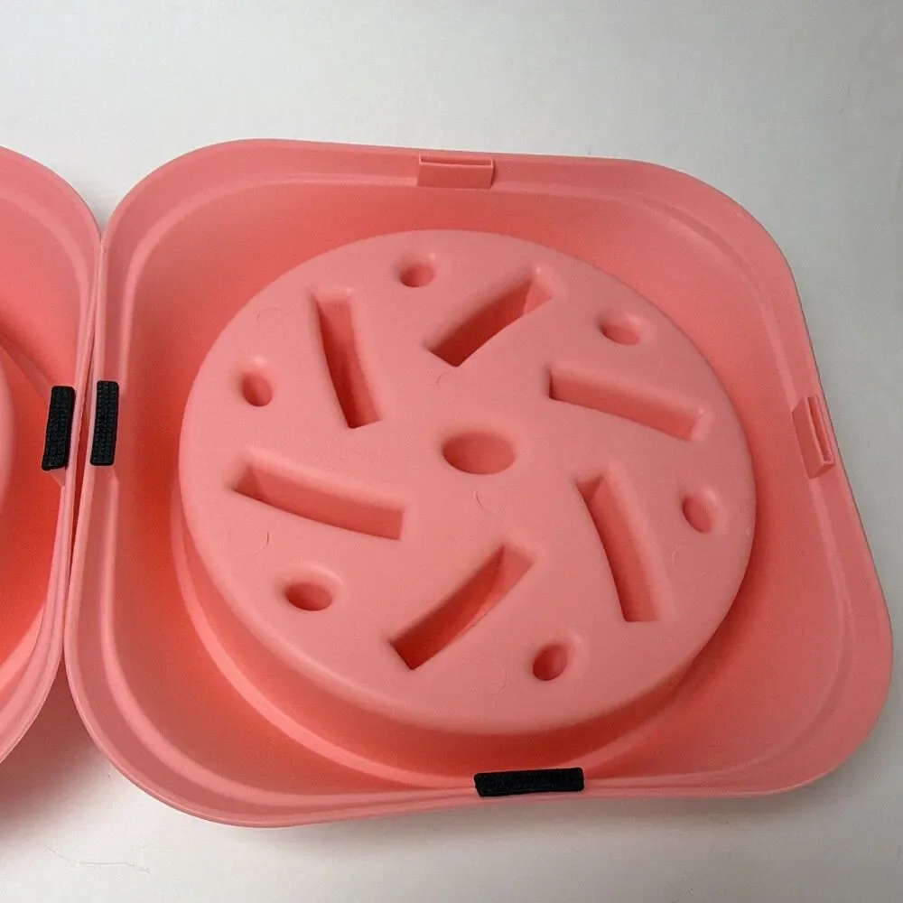 2 Pink Plastic Slow Feeder Dog Bowl Puzzle Feeder Dish